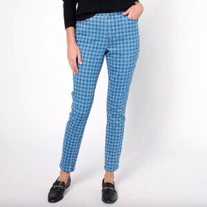 Isaac Mizrahi Regular True Denim Blue Houndstooth Jean, Blue Sz a628003